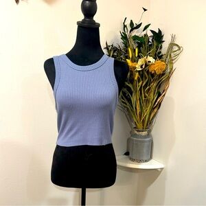 Bozzolo Ribbed Tank Top, Size Medium - Soft Blue